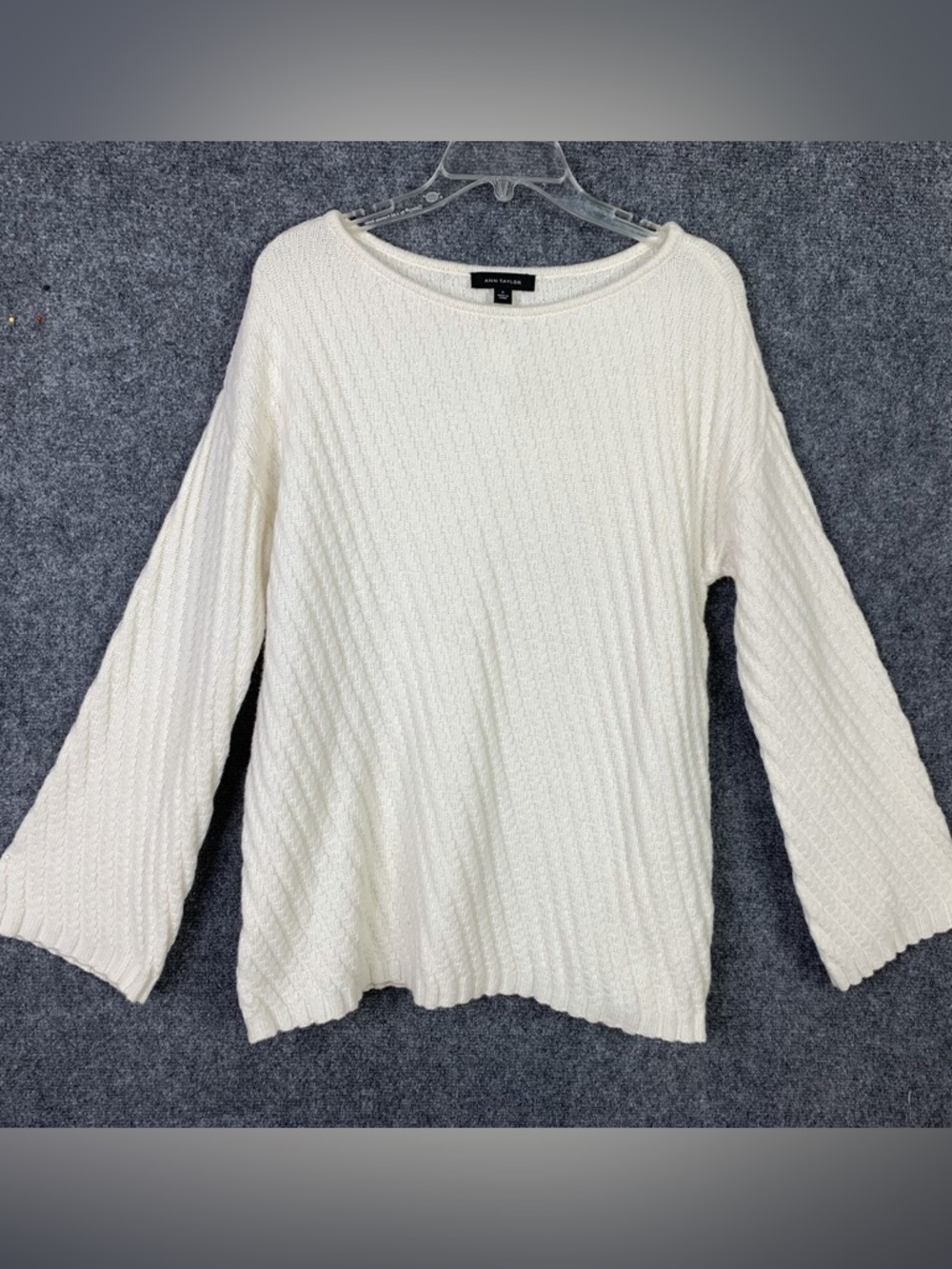 Ann Taylor Cream Textured Knit Alpaca Wool Blend Sweater Size XXS